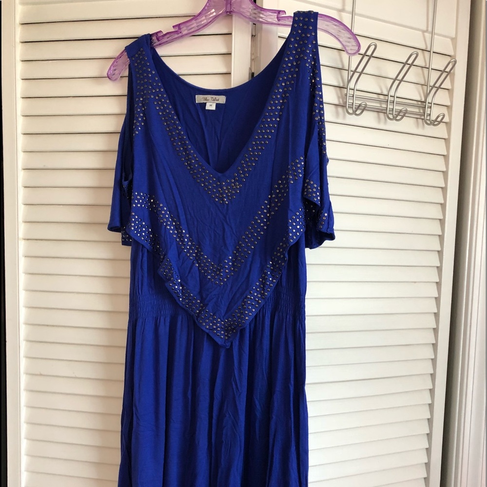 Short Royal Blue Dress with Studs